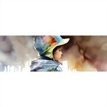 Lade das Bild in den Galerie-Viewer, Spannrahmenbild Kind in einer Wasserpfütze Aquarell Panorama