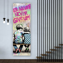 Lade das Bild in den Galerie-Viewer, Poster Kinder auf Bank mit Herzballon Popart Panorama Hoch