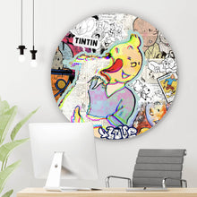 Lade das Bild in den Galerie-Viewer, Aluminiumbild gebürstet Klassische Comicfiguren Pop Art Stil Kreis
