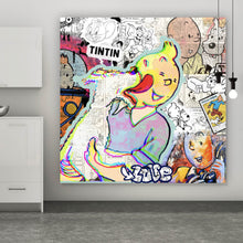 Lade das Bild in den Galerie-Viewer, Aluminiumbild gebürstet Klassische Comicfiguren Pop Art Stil Quadrat