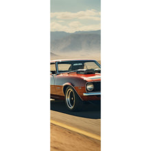 Lade das Bild in den Galerie-Viewer, Aluminiumbild gebürstet Klassischer Muscle Car in der Wüste Panorama Hoch
