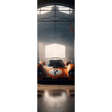 Lade das Bild in den Galerie-Viewer, Leinwandbild Klassischer Rennwagen in verlassener Halle Panorama Hoch