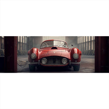 Lade das Bild in den Galerie-Viewer, Spannrahmenbild Klassischer roter Sportwagen in industrieller Halle Panorama