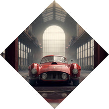 Lade das Bild in den Galerie-Viewer, Acrylglasbild Klassischer roter Sportwagen in industrieller Halle Raute