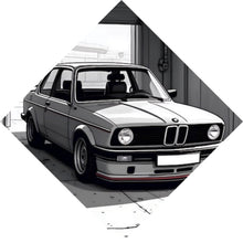 Lade das Bild in den Galerie-Viewer, Acrylglasbild Klassischer Wagen in einer schattigen Garageneinfahrt Raute