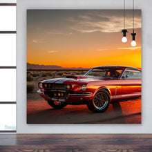 Lade das Bild in den Galerie-Viewer, Aluminiumbild gebürstet Klassisches Auto in atemberaubender Wüstenlandschaft Quadrat