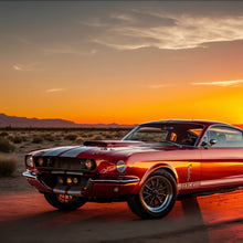 Lade das Bild in den Galerie-Viewer, Leinwandbild Klassisches Auto in atemberaubender Wüstenlandschaft Quadrat