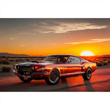 Lade das Bild in den Galerie-Viewer, Acrylglasbild Klassisches Auto in atemberaubender Wüstenlandschaft Querformat