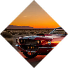 Lade das Bild in den Galerie-Viewer, Aluminiumbild Klassisches Auto in atemberaubender Wüstenlandschaft Raute