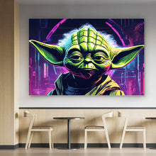 Lade das Bild in den Galerie-Viewer, Aluminiumbild gebürstet Cyber Figur Neon Querformat