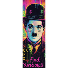 Lade das Bild in den Galerie-Viewer, Poster Charlie Chaplin Neon Pop Art Panorama Hoch