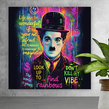 Lade das Bild in den Galerie-Viewer, Poster Charlie Chaplin Neon Pop Art Quadrat