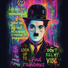 Lade das Bild in den Galerie-Viewer, Poster Charlie Chaplin Neon Pop Art Quadrat