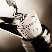 Lade das Bild in den Galerie-Viewer, Aluminiumbild Korkenzieher öffnet Weinflasche Nahaufnahme Quadrat