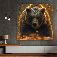 Lade das Bild in den Galerie-Viewer, Poster Kraftvoller Bär von Lichtreflexen umgeben Quadrat