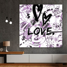 Lade das Bild in den Galerie-Viewer, Aluminiumbild Kreatives Graffiti mit verschiedenen Cartoon Figuren Quadrat