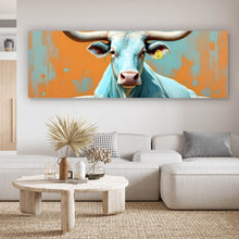 Lade das Bild in den Galerie-Viewer, Acrylglasbild Kuh mit langen Hörnern in Badewanne Panorama