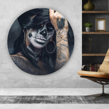 Lade das Bild in den Galerie-Viewer, Aluminiumbild gebürstet La Catrina No. 5 Kreis