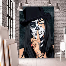 Lade das Bild in den Galerie-Viewer, Leinwandbild La Catrina Pop Art Hochformat