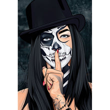 Lade das Bild in den Galerie-Viewer, Leinwandbild La Catrina Pop Art Hochformat