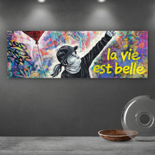 Lade das Bild in den Galerie-Viewer, Leinwandbild La vie est belle Das Leben ist schön Panorama
