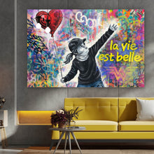 Lade das Bild in den Galerie-Viewer, Spannrahmenbild La vie est belle Das Leben ist schön Querformat