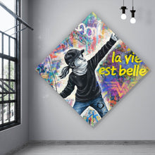 Lade das Bild in den Galerie-Viewer, Leinwandbild La vie est belle Das Leben ist schön Raute
