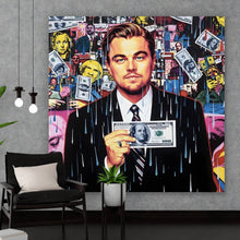 Lade das Bild in den Galerie-Viewer, Poster Leonardo mit Geldschein vor buntem Hintergrund Quadrat