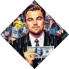 Lade das Bild in den Galerie-Viewer, Aluminiumbild Leonardo mit Geldschein vor buntem Hintergrund Raute