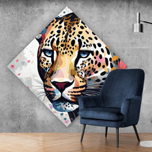 Lade das Bild in den Galerie-Viewer, Poster Leopardenkopf in Blumenkomposition Raute