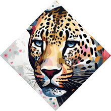 Lade das Bild in den Galerie-Viewer, Poster Leopardenkopf in Blumenkomposition Raute