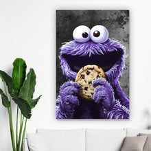 Lade das Bild in den Galerie-Viewer, Leinwandbild Lila Keksmonster Hochformat