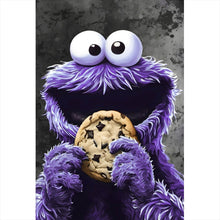 Lade das Bild in den Galerie-Viewer, Aluminiumbild gebürstet Lila Keksmonster Hochformat