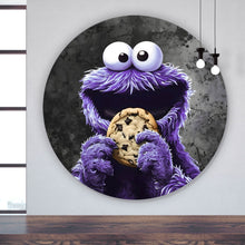 Lade das Bild in den Galerie-Viewer, Aluminiumbild gebürstet Lila Keksmonster Kreis