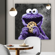 Lade das Bild in den Galerie-Viewer, Aluminiumbild gebürstet Lila Keksmonster Quadrat