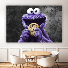Lade das Bild in den Galerie-Viewer, Leinwandbild Lila Keksmonster Querformat