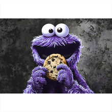 Lade das Bild in den Galerie-Viewer, Aluminiumbild gebürstet Lila Keksmonster Querformat