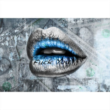 Lade das Bild in den Galerie-Viewer, Leinwandbild Lippen Fuck You Querformat