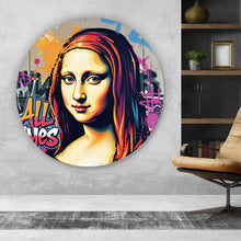 Lade das Bild in den Galerie-Viewer, Aluminiumbild Lisa im modernen Graffiti Still Pop Art Kreis