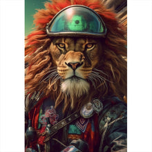 Lade das Bild in den Galerie-Viewer, Spannrahmenbild Löwe mit Brille und Lederjacke Hochformat
