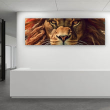 Lade das Bild in den Galerie-Viewer, Aluminiumbild gebürstet Löwe mit Brille und Lederjacke Panorama