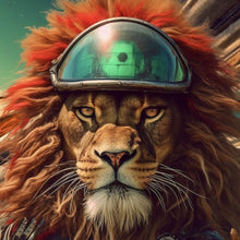 Lade das Bild in den Galerie-Viewer, Spannrahmenbild Löwe mit Brille und Lederjacke Quadrat