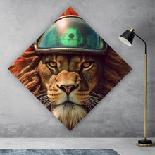 Lade das Bild in den Galerie-Viewer, Leinwandbild Löwe mit Brille und Lederjacke Raute