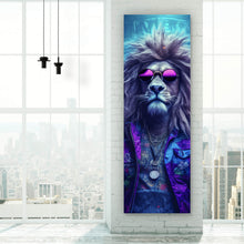 Lade das Bild in den Galerie-Viewer, Aluminiumbild Löwen Trio Cool Digital Art Panorama Hoch