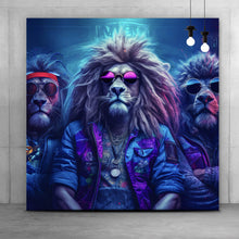 Lade das Bild in den Galerie-Viewer, Acrylglasbild Löwen Trio Cool Digital Art Quadrat