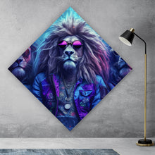 Lade das Bild in den Galerie-Viewer, Leinwandbild Löwen Trio Cool Digital Art Raute
