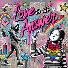 Lade das Bild in den Galerie-Viewer, Spannrahmenbild Love is the Answer Kindergraffiti Quadrat