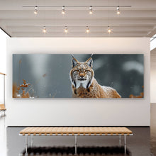 Lade das Bild in den Galerie-Viewer, Aluminiumbild Luchs im verschneiten Winterwald No.2 Panorama