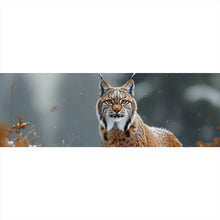 Lade das Bild in den Galerie-Viewer, Aluminiumbild Luchs im verschneiten Winterwald No.2 Panorama