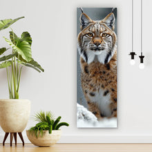 Lade das Bild in den Galerie-Viewer, Leinwandbild Luchs im verschneiten Winterwald No.2 Panorama Hoch